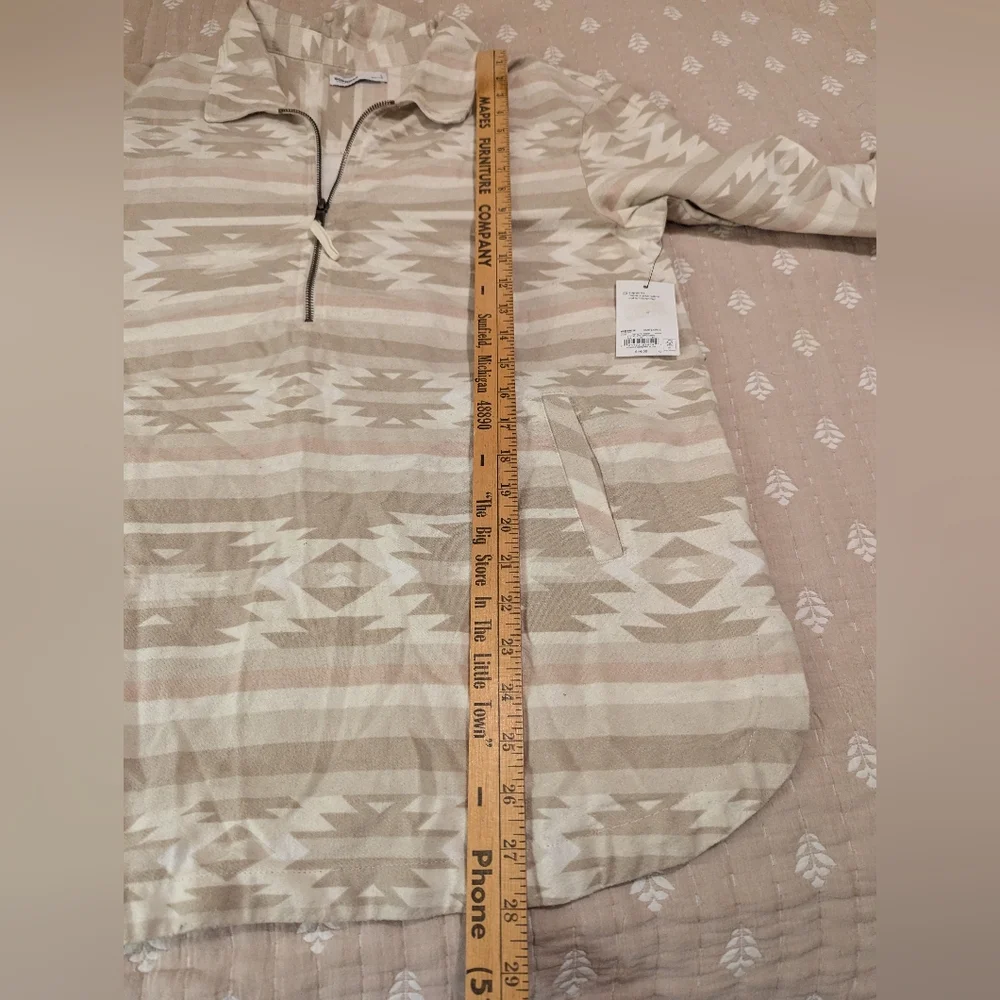 Sonoma 3/4 zip pull over flannel Aztec print large - Picture 11 of 11